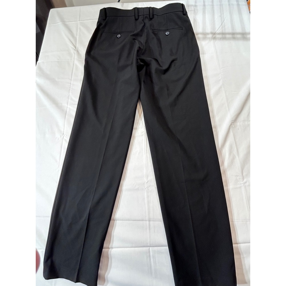 Haggar Mens Slim Fit Dress Pants Black Flat Front Trousers 30x30